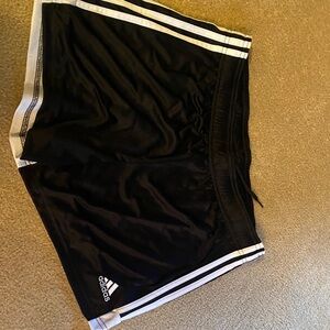 Adidas Black Shorts with White Stripes